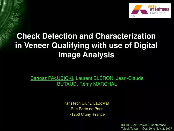 check detection and characterization in veneer qualifying with use of digital image analysis