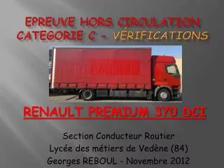 epreuve hors circulation categorie c v rifications