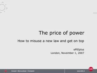 The price of power