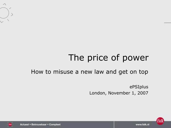 the price of power