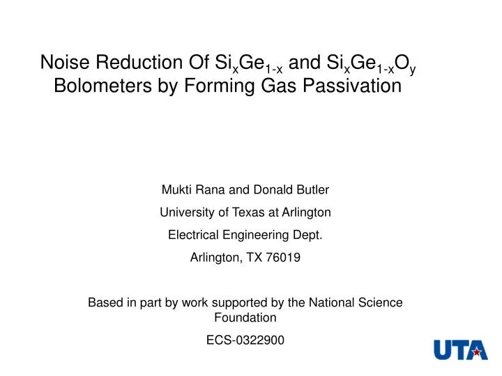 noise reduction of si x ge 1 x and si x ge 1 x o y bolometers by forming gas passivation