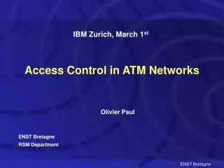 Access Control in ATM Networks