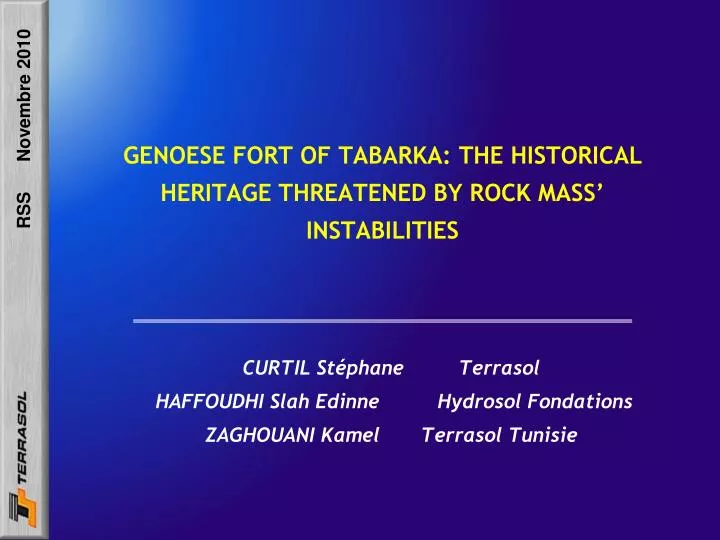genoese fort of tabarka the historical heritage threatened by rock mass instabilities