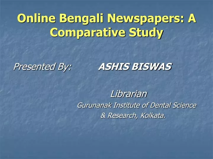 online bengali newspapers a comparative study