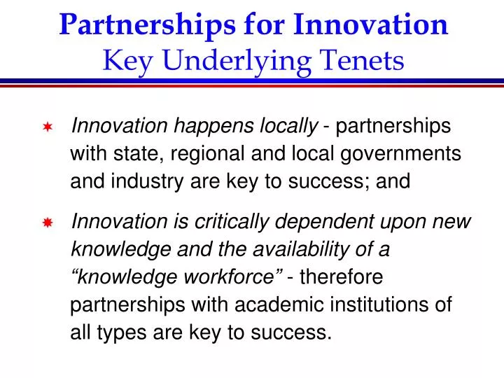 partnerships for innovation key underlying tenets