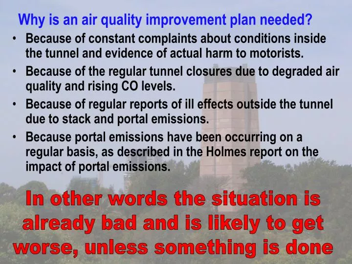 why is an air quality improvement plan needed