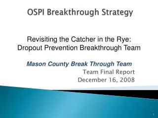 OSPI Breakthrough Strategy