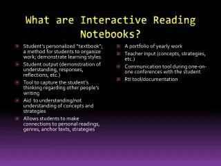 What are Interactive Reading Notebooks?