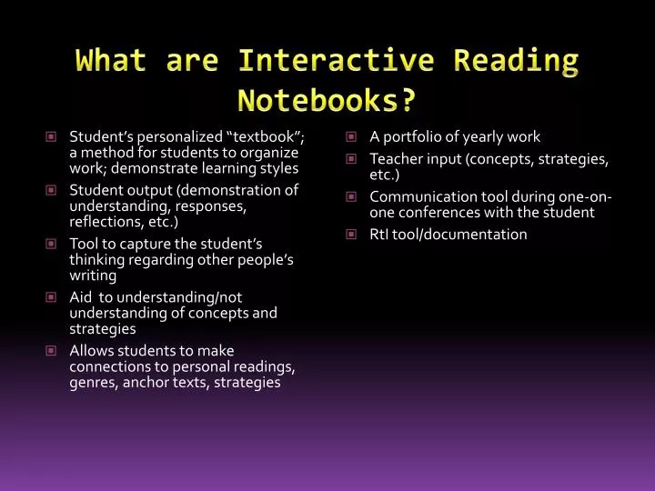 what are interactive reading notebooks
