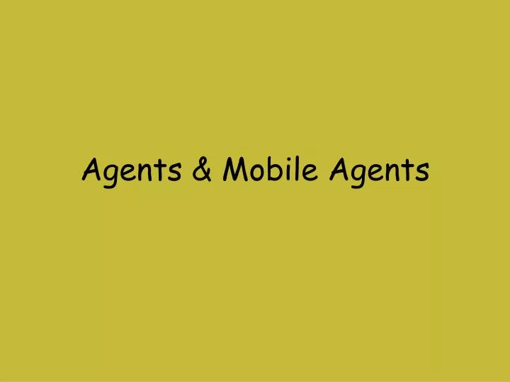 agents mobile agents