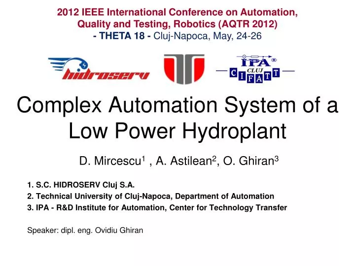 complex automation system of a low power hydroplant