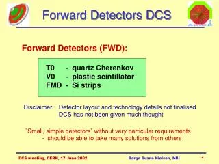 Forward Detectors DCS