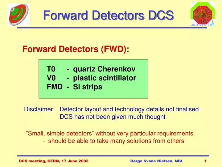 forward detectors dcs