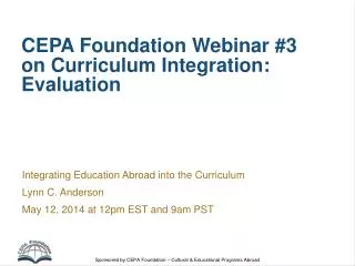 CEPA Foundation Webinar #3 on Curriculum Integration: Evaluation