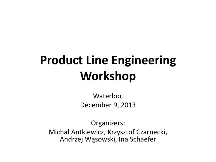 product line engineering workshop