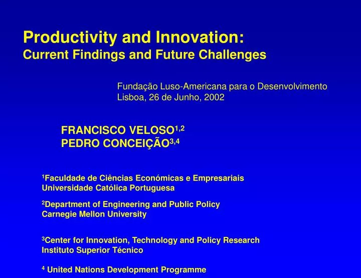 productivity and innovation current findings and future challenges