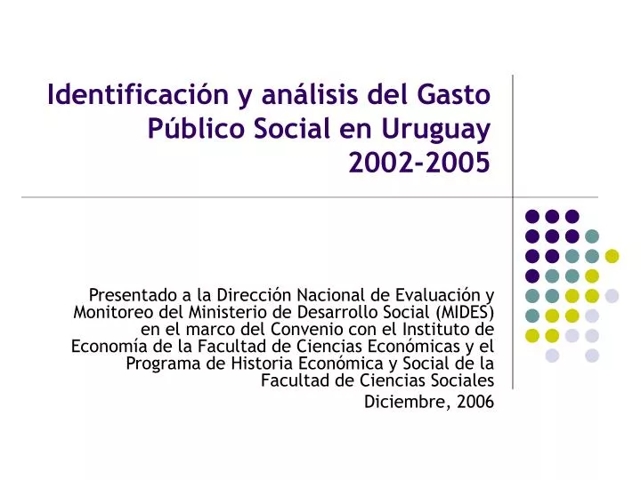 identificaci n y an lisis del gasto p blico social en uruguay 2002 2005