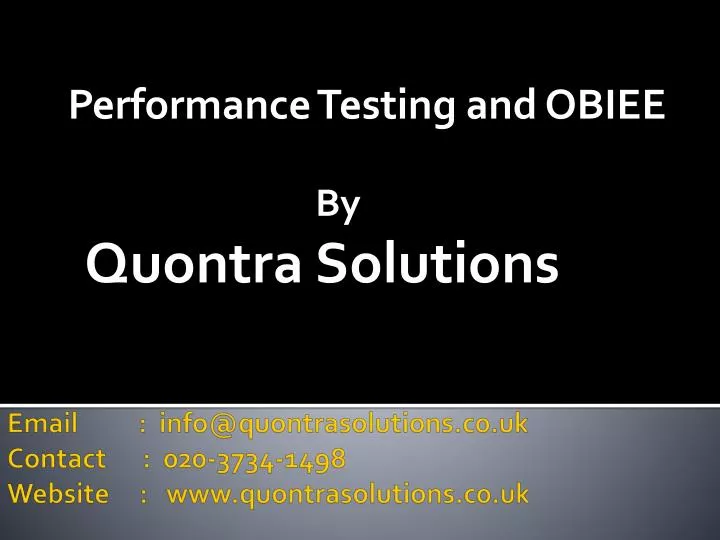 performance testing and obiee by quontra solutions