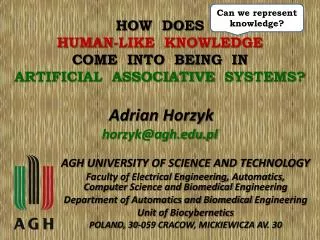 HOW DOES HUMAN-LIKE KNOWLEDGE COME INTO BEING IN ARTIFICIAL ASSOCIATIVE SYSTEMS?