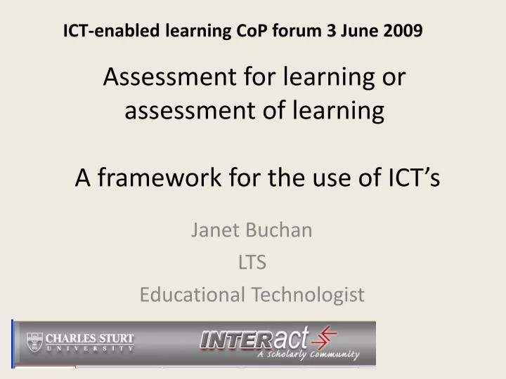 assessment for learning or assessment of learning a framework for the use of ict s