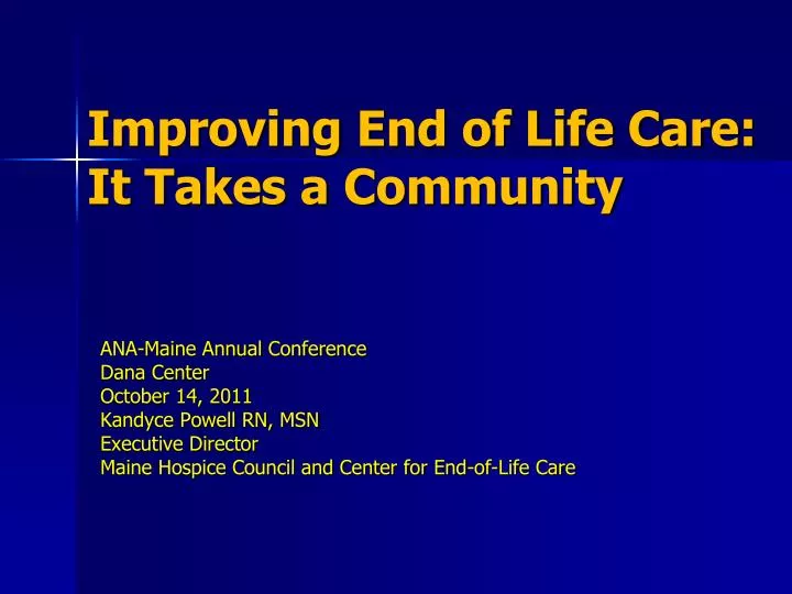 improving end of life care it takes a community