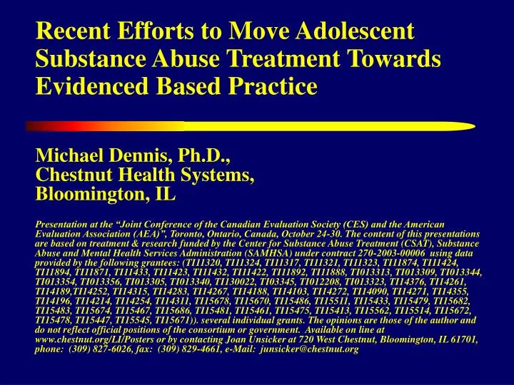 recent efforts to move adolescent substance abuse treatment towards evidenced based practice