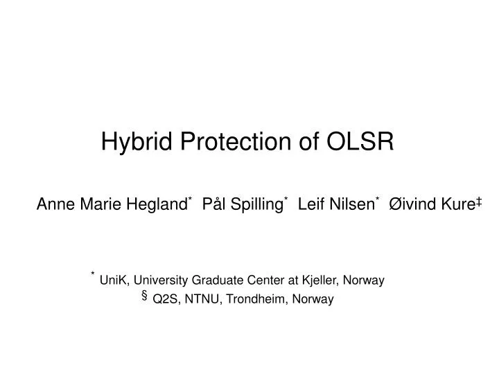hybrid protection of olsr