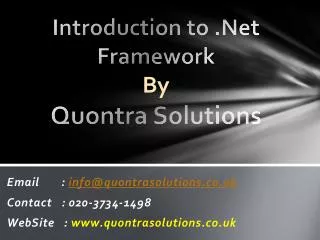 introduction to net framework by quontra solutions