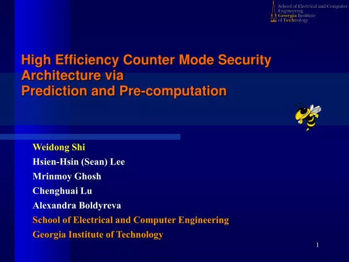 high efficiency counter mode security architecture via prediction and pre computation