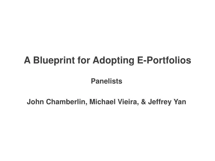 a blueprint for adopting e portfolios