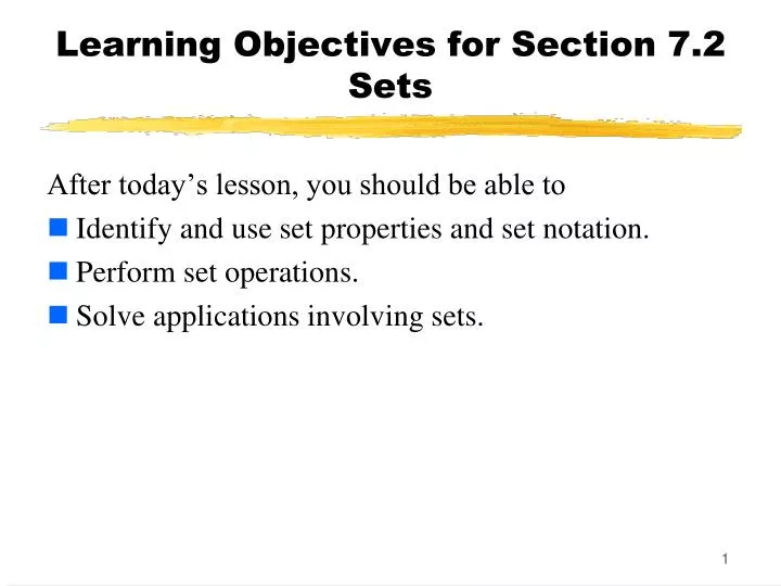 learning objectives for section 7 2 sets