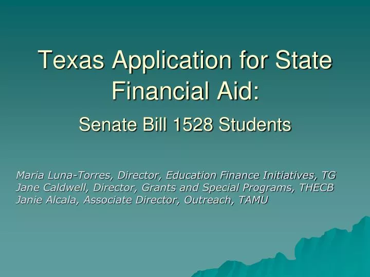 texas application for state financial aid senate bill 1528 students