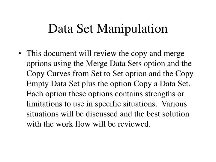 data set manipulation