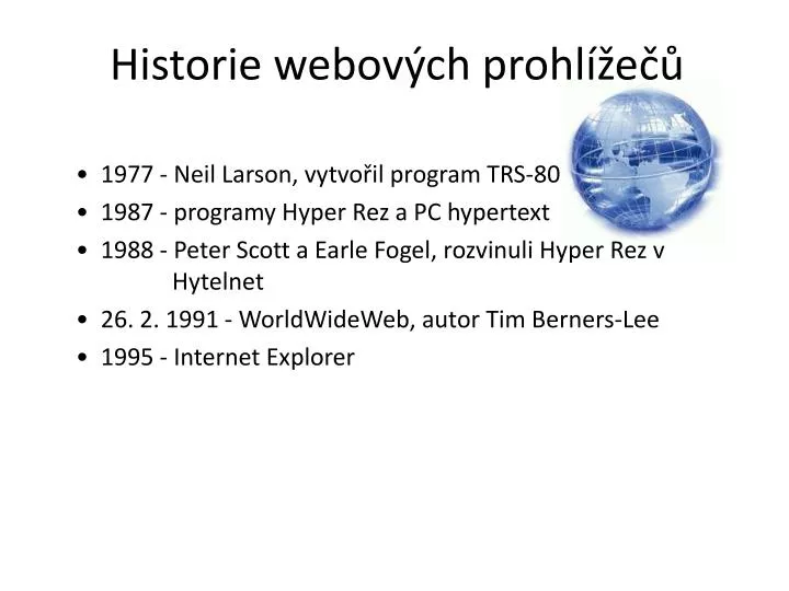 historie webov ch prohl e