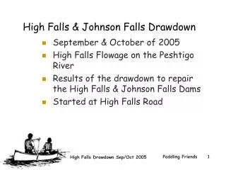 High Falls &amp; Johnson Falls Drawdown