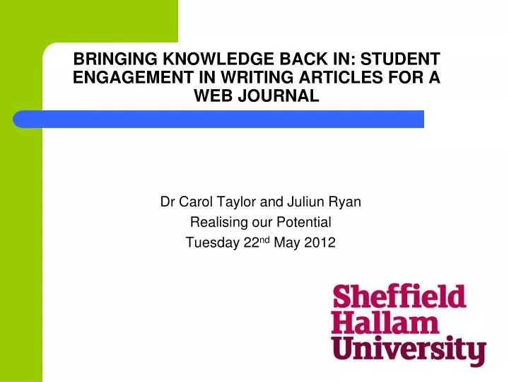 bringing knowledge back in student engagement in writing articles for a web journal