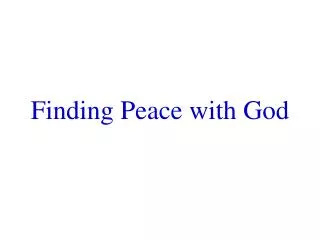 Finding Peace with God