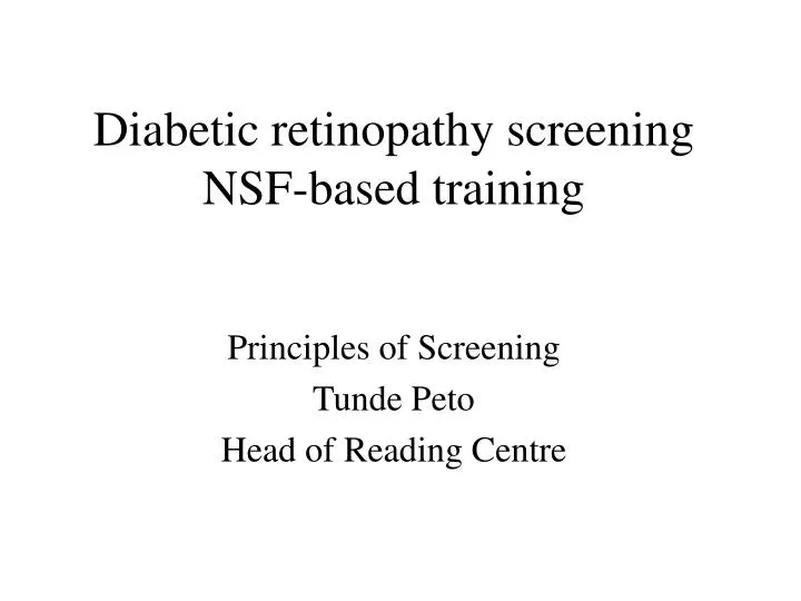 diabetic retinopathy screening nsf based training