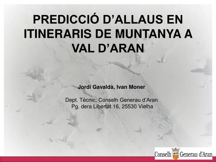 predicci d allaus en itineraris de muntanya a val d aran