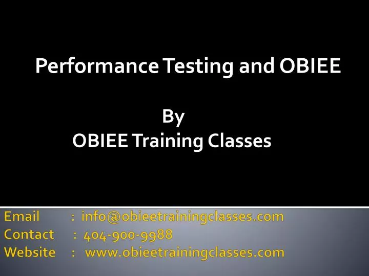 performance testing and obiee by obiee training classes