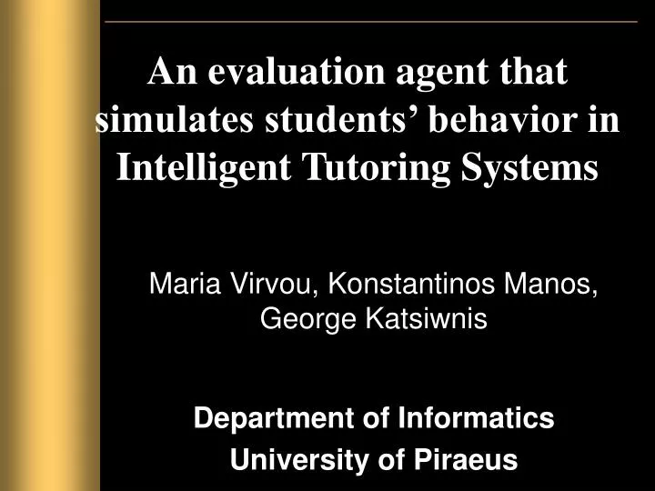 an evaluation agent that simulates students behavior in intelligent tutoring systems