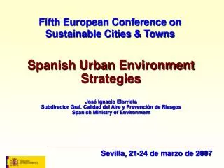 Fifth European Conference on Sustainable Cities &amp; Towns