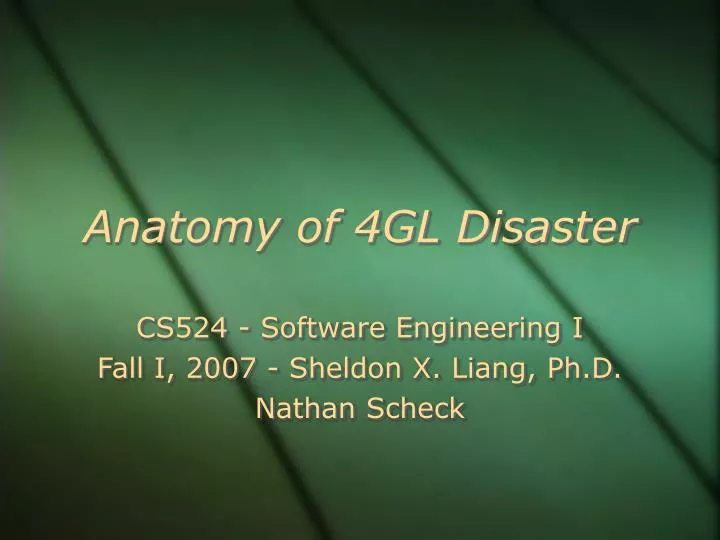 anatomy of 4gl disaster