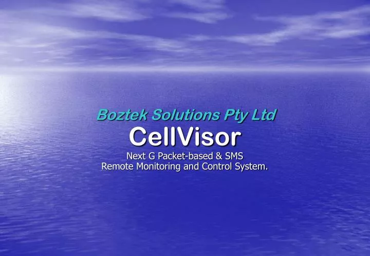 boztek solutions pty ltd cellvisor next g packet based sms remote monitoring and control system