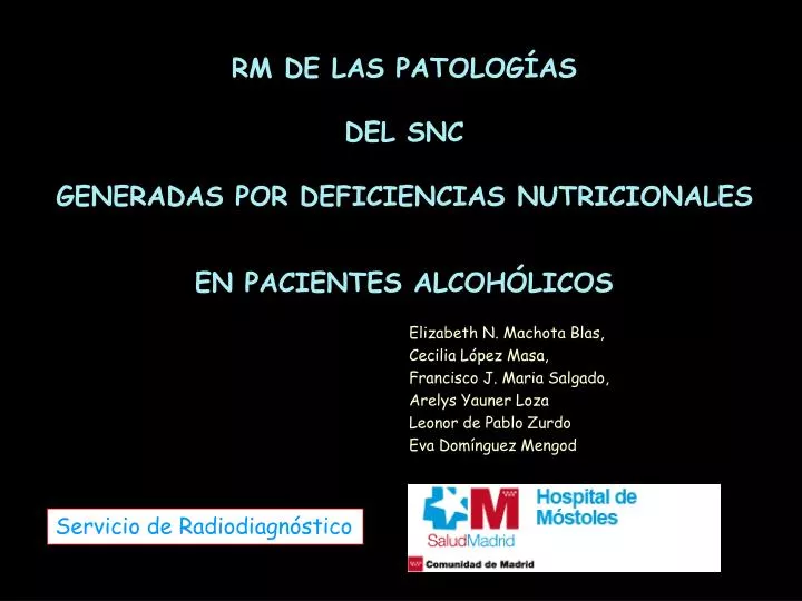 rm de las patolog as del snc generadas por deficiencias nutricionales en pacientes alcoh licos