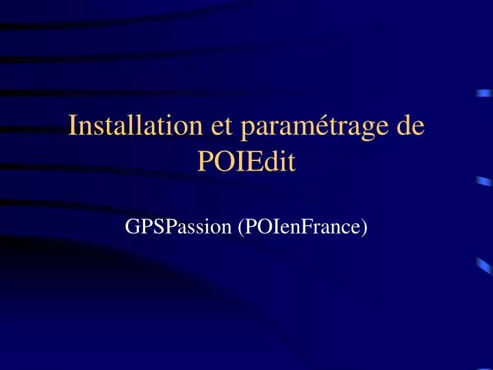 installation et param trage de poiedit