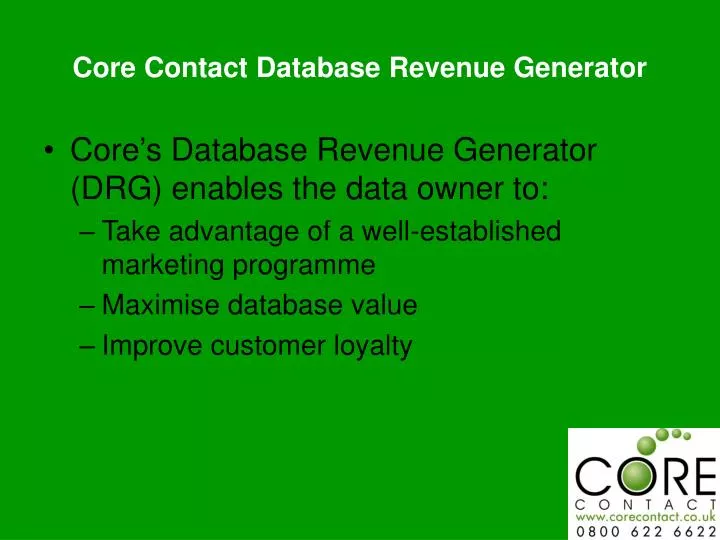 core contact database revenue generator