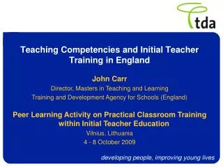 Teaching Competencies and Initial Teacher Training in England