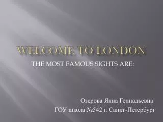 welcome to london