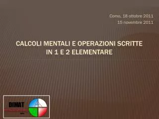 calcoli mentali e operazioni scritte in 1 e 2 elementare
